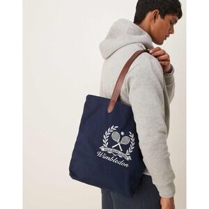 Polo Ralph Lauren Wimbledon Shopper Tote. Navy. Leather Straps